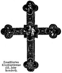 Emailliertes Kleebattkreuz (15. Jahrhundert).